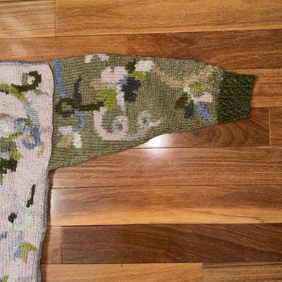 Tara Handknits Floral Cardigan Sweater | Hand Knit | Multicolor - Picture 7 of 14